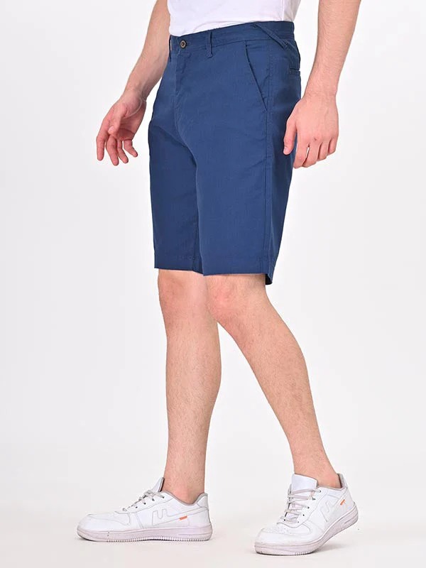 Indian Terrain Men's Regular Fit Solid Blue Shorts